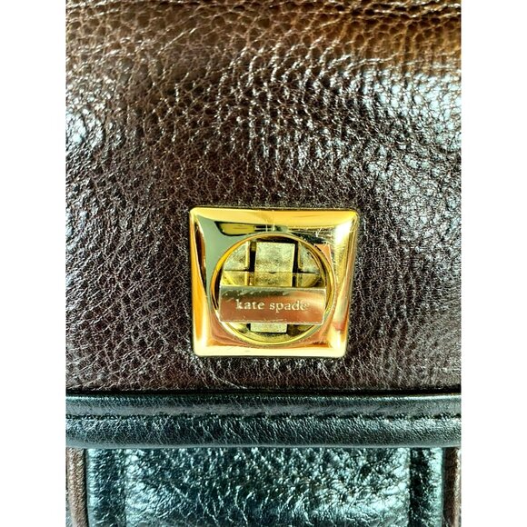 Kate Spade Sullivan Street Melita Satchel Brown Black Leather Shoulder Hand Bag - Picture 3 of 11